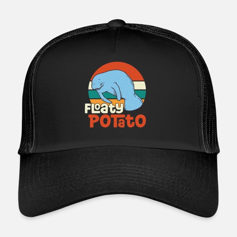 Funny Manatee Manatee Floaty Potato Illustratio Trucker Cap
