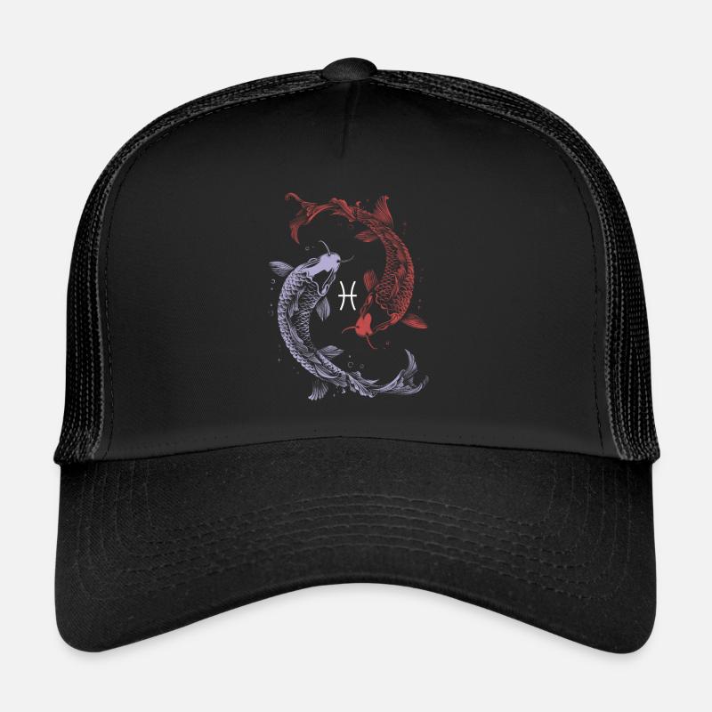 Sternzeichen Pisces Fische Symbol Astrologie - Trucker Cap - Schwarz/Schwarz