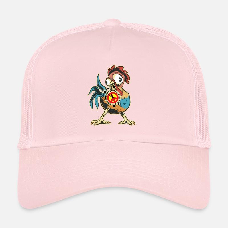 Huhn Hahn Peace Wecker Uhr Weltfrieden Frieden Trucker Cap