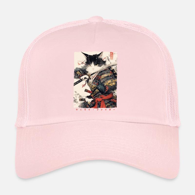 Samurai Cat Kawaii Japanese Ninja Cat Trucker Cap