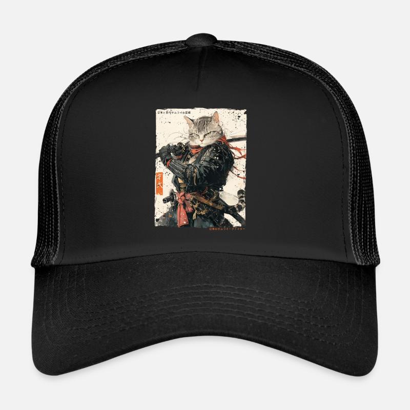 Chat samouraï Kawaii Chat ninja japonais Casquette trucker 