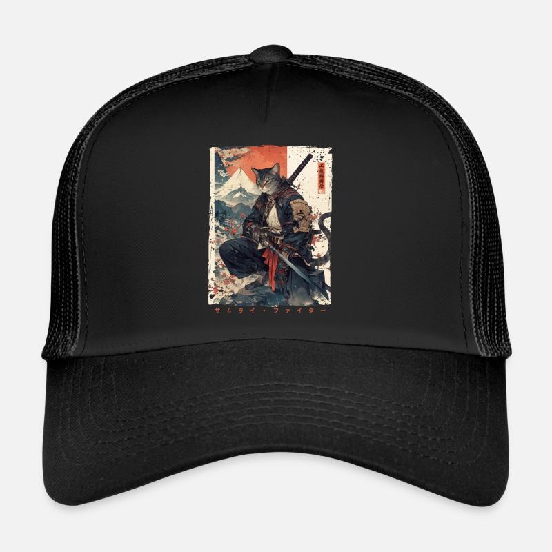 Chat samouraï Kawaii Chat ninja japonais Casquette trucker 
