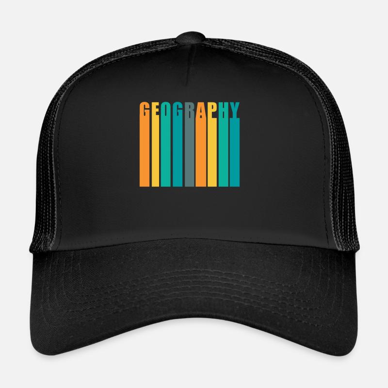 Geography Retro Vintage Stil - Trucker Cap - Schwarz/Schwarz