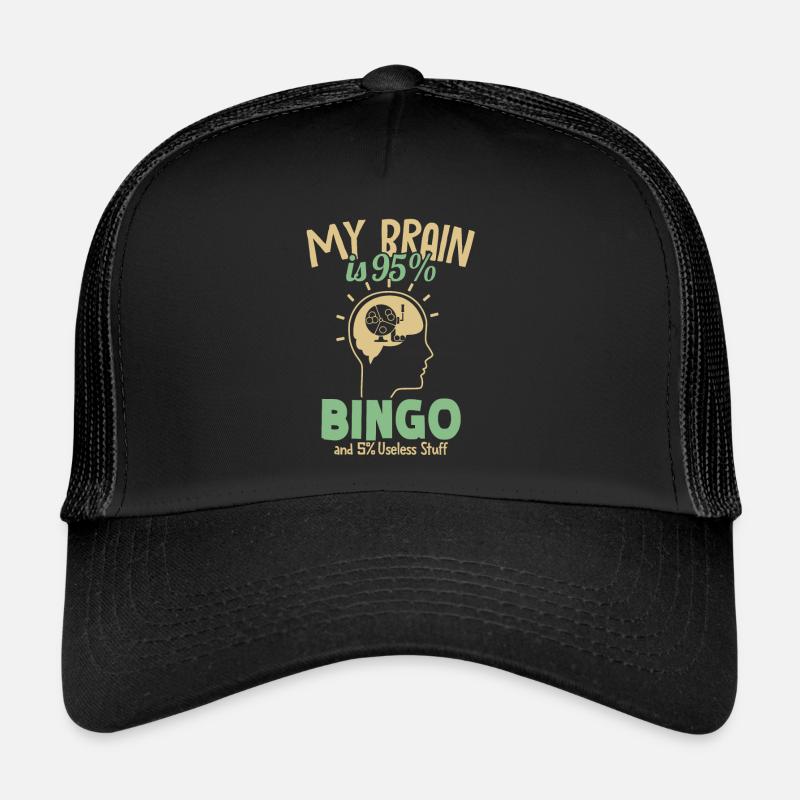 Mon cerveau est composé à 95% de joueurs de bingo - Casquette trucker  - noir/noir