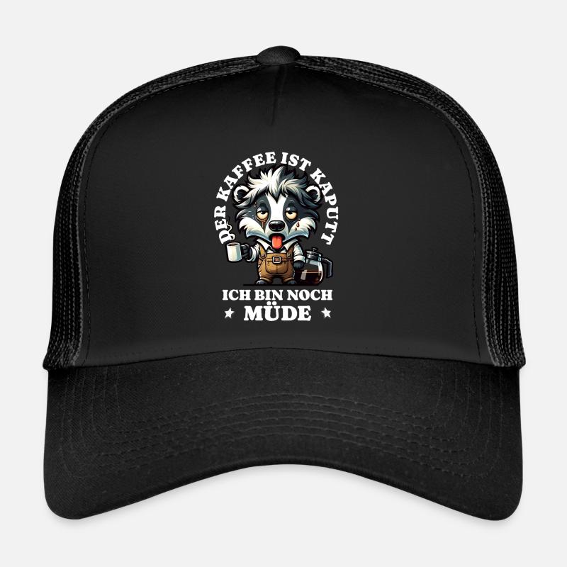 Morgenmuffel Kaffee ist kaputt lustiges Waschbär - Trucker Cap - Schwarz/Schwarz