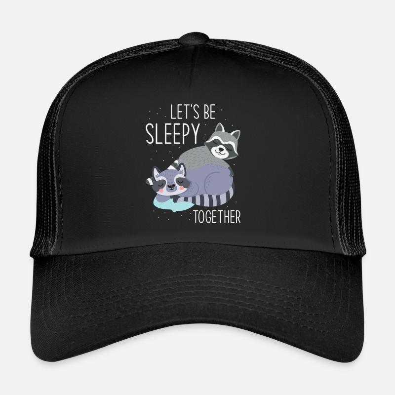 Sleeping Sleepy Tired Raccoon Trucker Cap