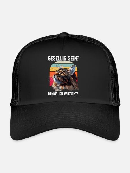 Maine Coon Cat BE SOCIABLE? THANK YOU. WAIVERS - Trucker Cap - black/black - Front