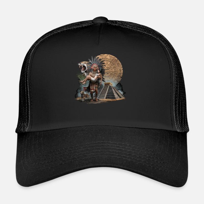 Aztec Warrior Indigenous Mexican Aztec Jaguar Trucker Cap