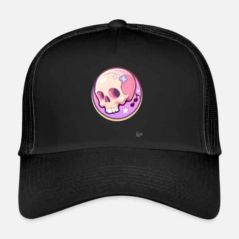 Musical notes and a relaxed cute skull Trucker Cap