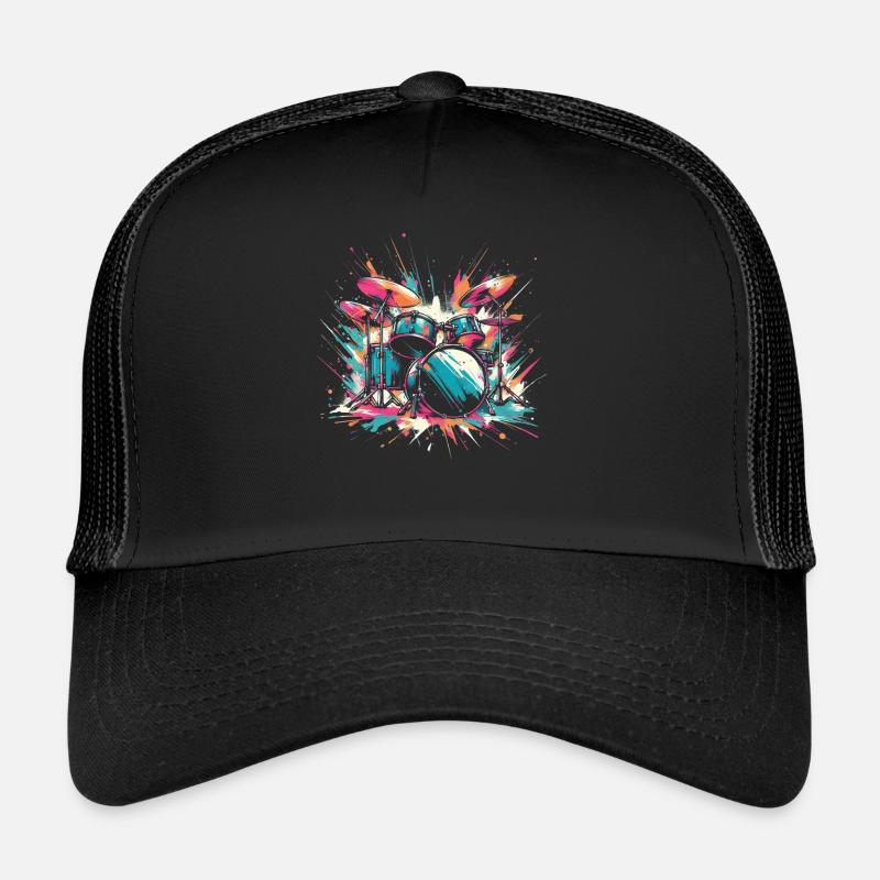 Colorful Abstract Drum Set Drummer Drumming Trucker Cap