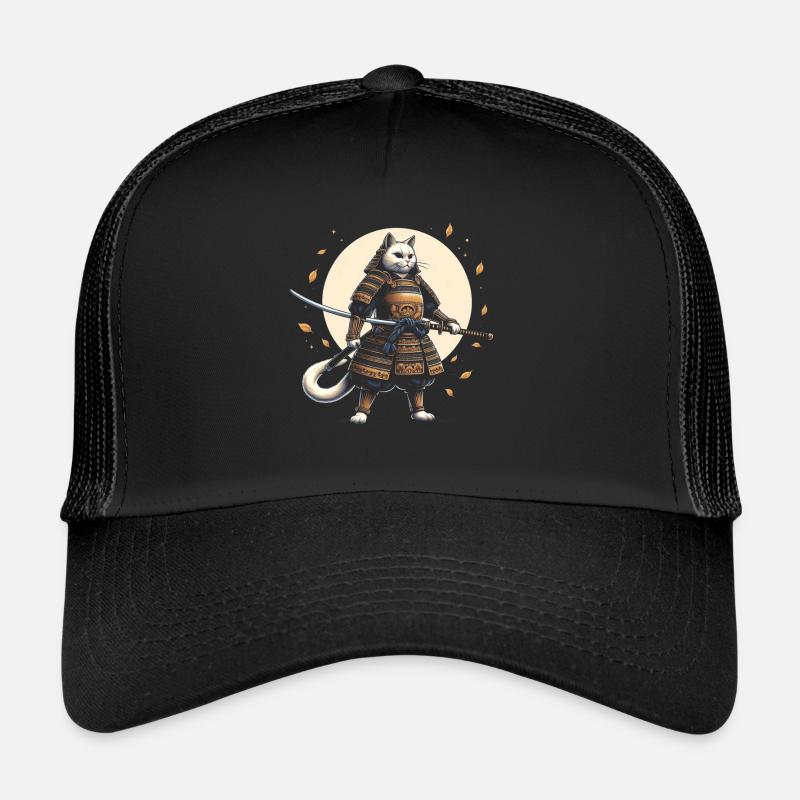 Japanische Samurai -Katzenkrieger Retro Ninja Trucker Cap