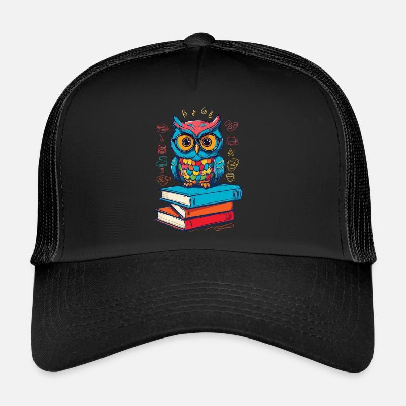 Bücher Eule Süße Buch Illustration Lesender Kauz Trucker Cap