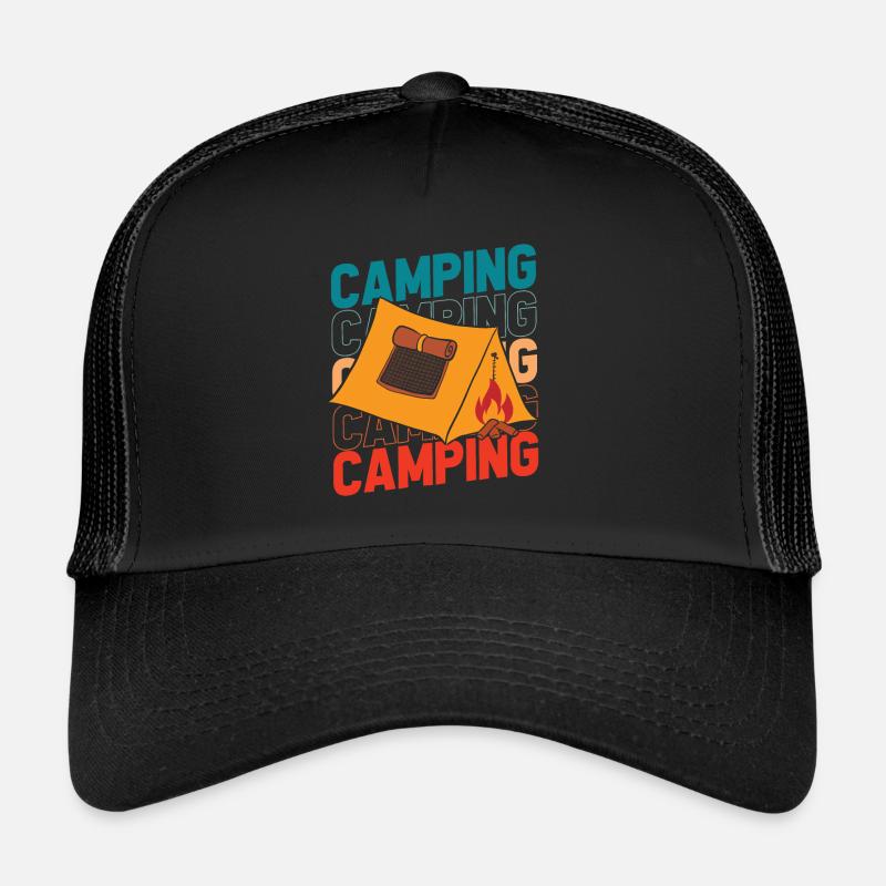 Zelt Camping Campen - Trucker Cap - Schwarz/Schwarz