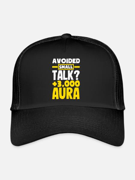 Évité les bavardages ? +3000 aura - Casquette trucker  - noir/noir - Devant