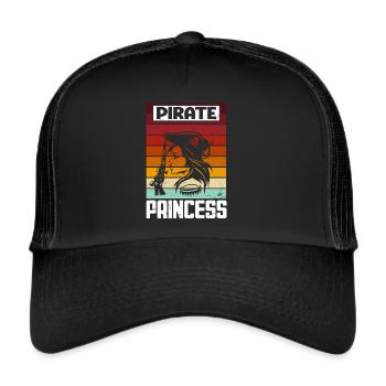 Pirate Princess Pirate Skull Cross Bones - Trucker Cap - black/black - Front