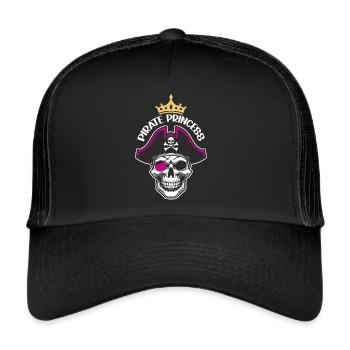 Pirate Princess Pirate Skull Cross Bones - Trucker Cap - black/black - Front