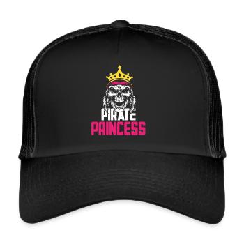 Pirate Princess Pirate Skull Cross Bones - Trucker Cap - black/black - Front