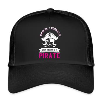 Pirate Princess Pirate Skull Cross Bones - Trucker Cap - black/black - Front