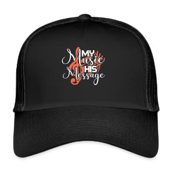 Klavier Christliche Musik Jesus Pianist Gott - Trucker Cap - Schwarz/Schwarz - Vorne