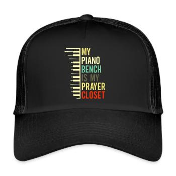 Klavier Christliche Musik Jesus Pianist Gott - Trucker Cap - Schwarz/Schwarz - Vorne