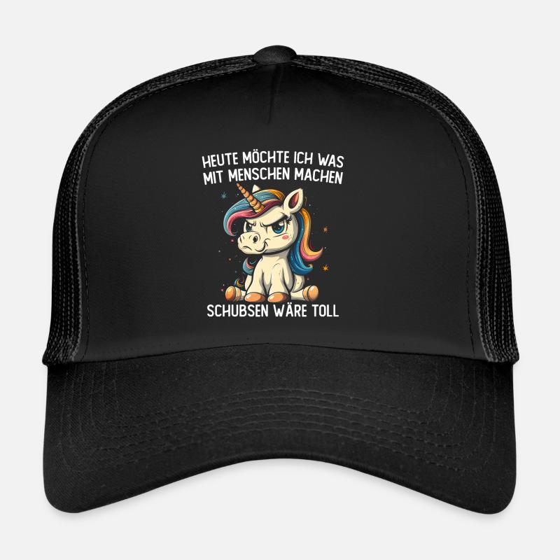 Schubsen Wäre Toll Einhorn - Trucker Cap - Schwarz/Schwarz