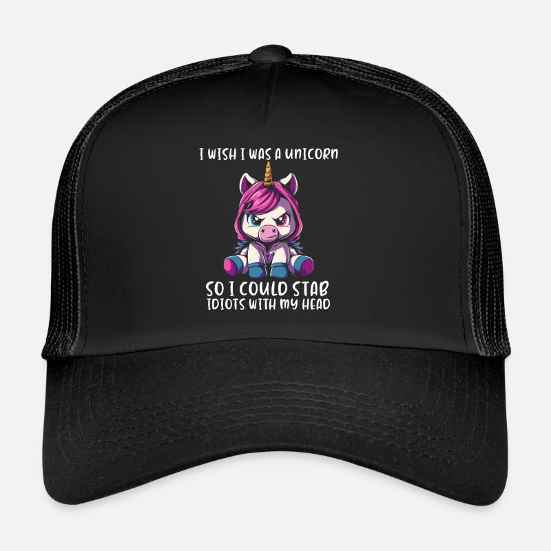 I Wish Was A Unicorn - Trucker Cap - Schwarz/Schwarz