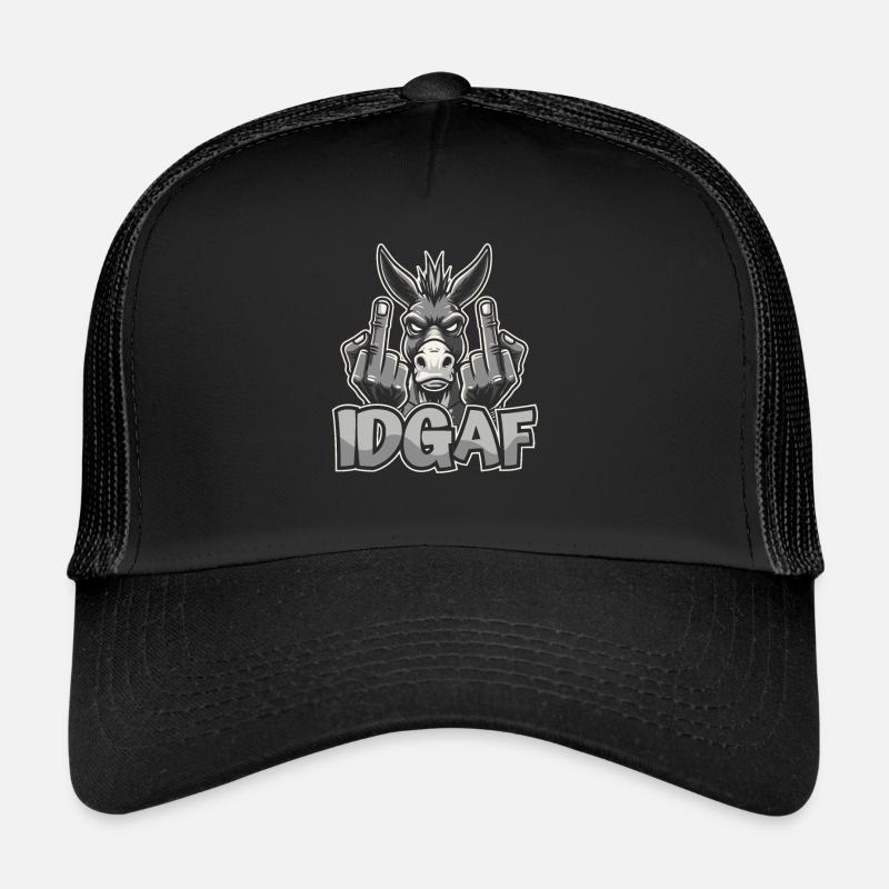 Muli Esel Idgaf - Trucker Cap - Schwarz/Schwarz