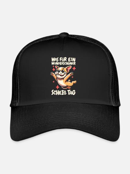 Bouledogue français Belle journée - Casquette trucker  - noir/noir - Devant