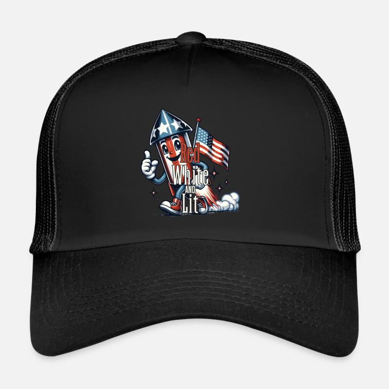 Rot-weiß Beleuchtetes Retro-vintage-design 4. Juli Trucker Cap