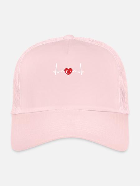 Battement de cœur de Turquie Drapeau turc Turk - Casquette trucker  - rose pâle - Devant