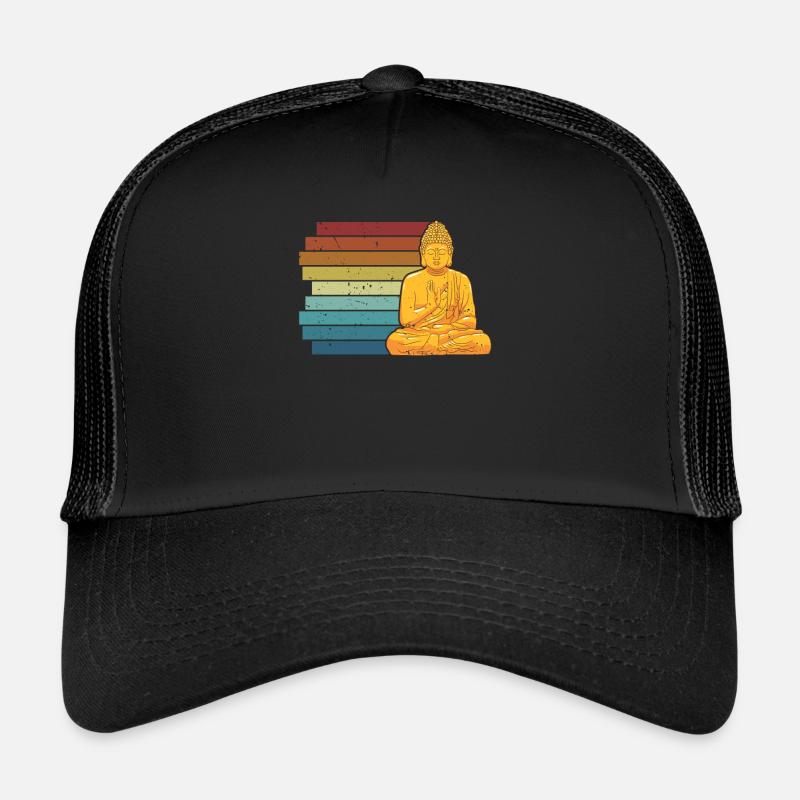 Statue bouddhiste rétro symbole prêtre bouddhisme Casquette trucker 