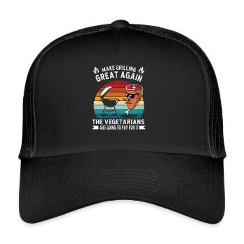 Funny Grilling Barbecue Party Grill Sayings - Trucker Cap - black/black - Front