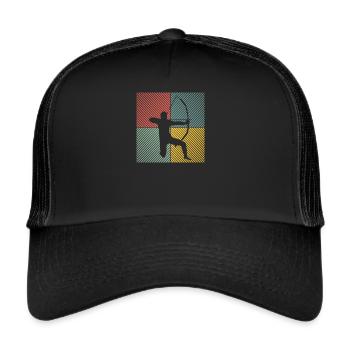 Bogenschütze Bogenschießen Sport Vintage - Trucker Cap - Schwarz/Schwarz - Vorne