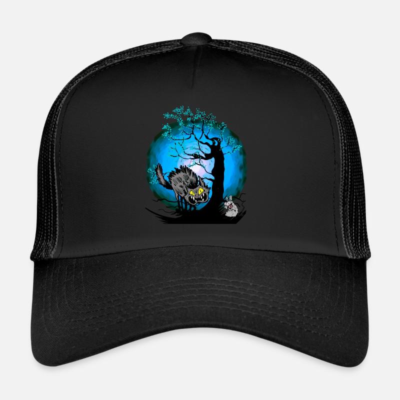 Halloween Katze Katzen Maus - Trucker Cap - Schwarz/Schwarz