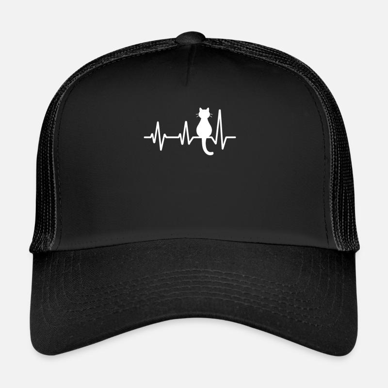 Battement de cœur avec chat Casquette trucker 