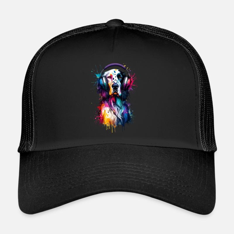 Casque Splash Art Setter Anglais Laverack Casquette trucker 