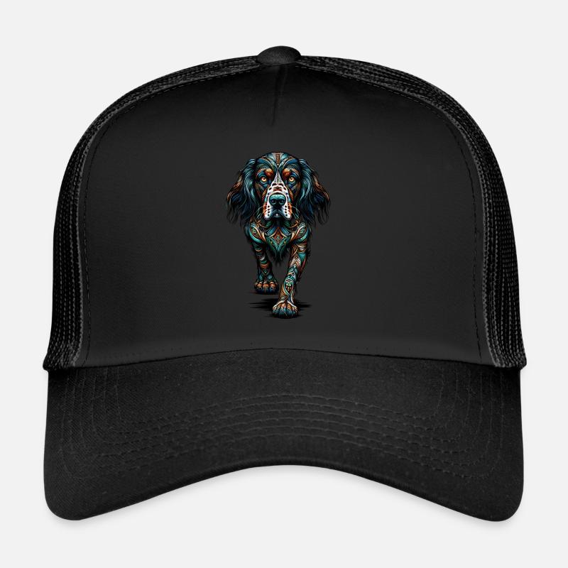 Mandala Art English Setter Laverack Setter - Trucker Cap - Schwarz/Schwarz