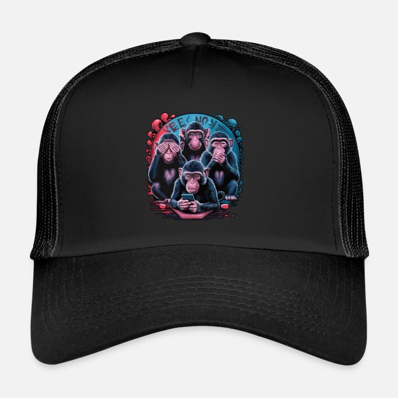 Weise Affen Mit Handy Lustiges Multi Media Design Trucker Cap