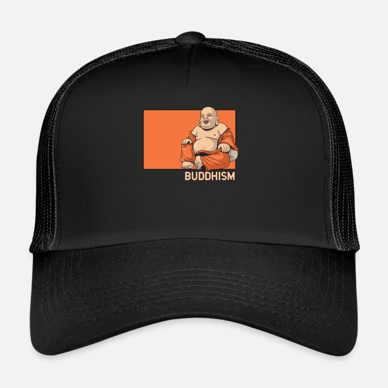Bouddhisme Doodle Statue bouddhiste chinoise Hanzi Casquette trucker 