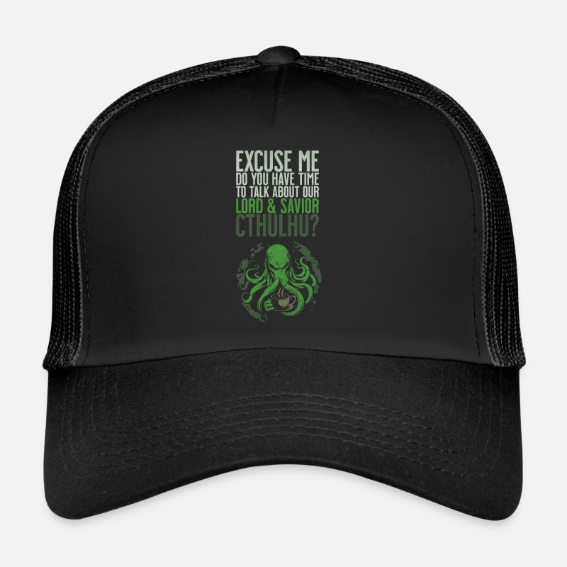 Lord & Savior Cthulhu Kult Lovecraft Necronomicon - Trucker Cap - Schwarz/Schwarz