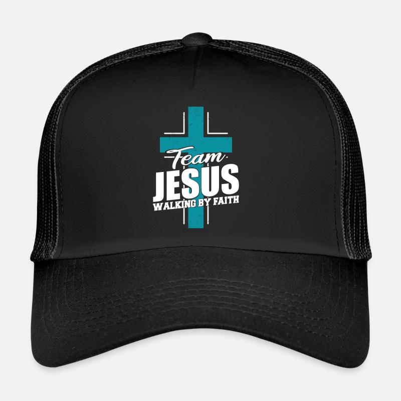 Équipe Jésus Marche par la foi Croix Bleue Casquette trucker 