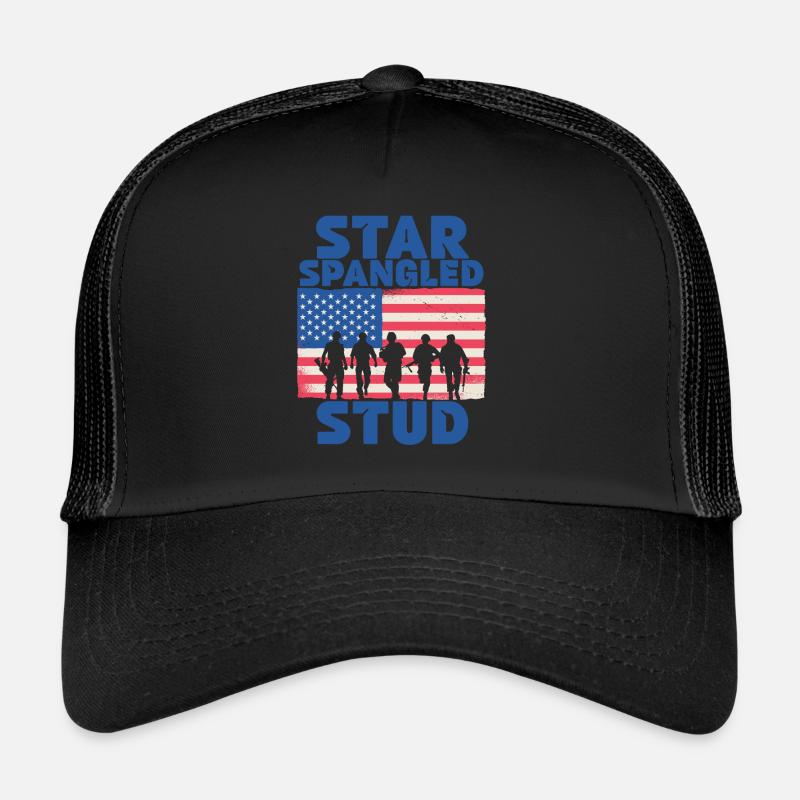 Star Spangled Stud Signe de paix Drapeau des États-Unis Casquette trucker 