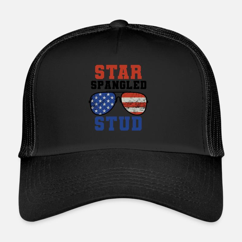 Star Spangled Stud Signe de paix Drapeau des États-Unis Casquette trucker 