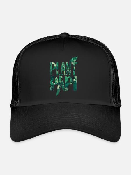 Motif de feuille de Papi pour les amoureux des plantes - Casquette trucker  - noir/noir - Devant