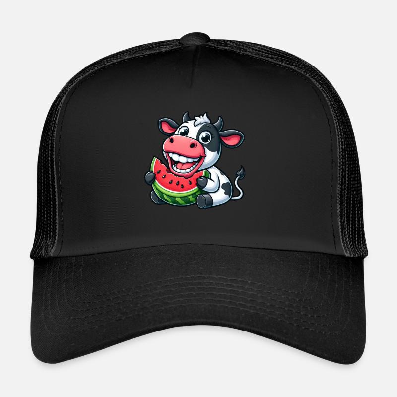 Drôle Vache Bull Bull Pastèque Été - Casquette trucker  - noir/noir