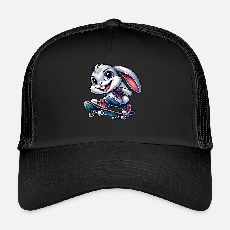 White Rabbit Skateboard Skateboarder Funny Trucker Cap