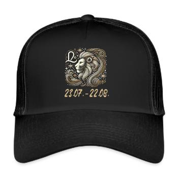 Himmlischer Löwe Sternzeichen - Trucker Cap - Schwarz/Schwarz - Vorne