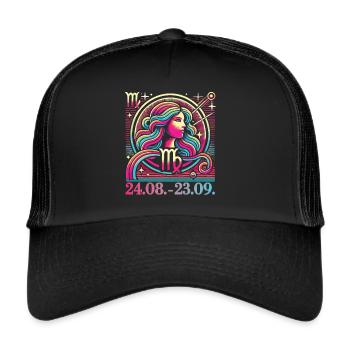 Zodiac sign Virgo in 80s retro style - Trucker Cap - black/black - Front