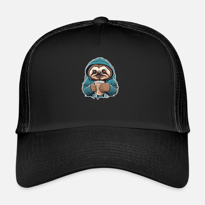 Sloth Coffee Morning Grouch Sloth - Trucker Cap - black/black