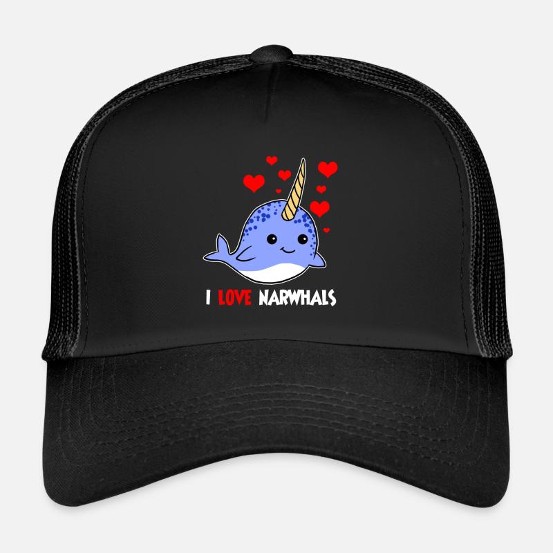 J’aime Narvals Coeurs Licorne De La Mer Mignon Casquette trucker 